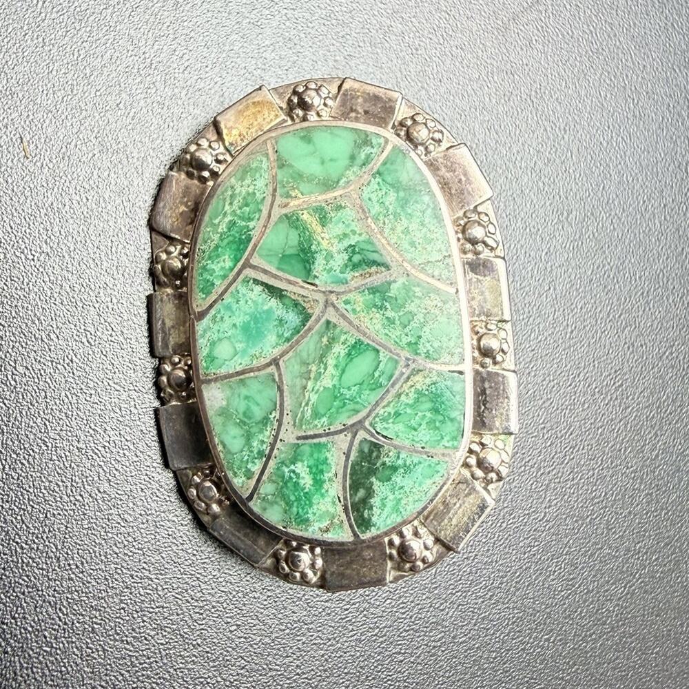 Carmichael Haloo CHA100 Pendant / Pin Turquoise Inlay Hand Signed Vintage